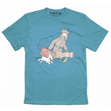 T-Shirt Tintin "Ils arrivent!" bleu
