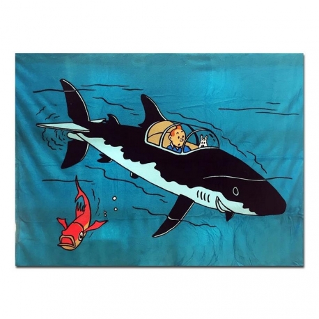 Tintin plaid - couverture polaire sous-marin requin