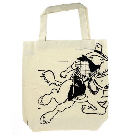 Cotton bag Tintin on a horse