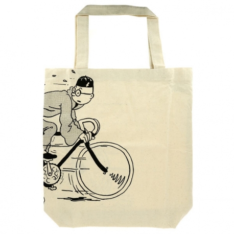 Saco algodão crú Tintin de bicicleta