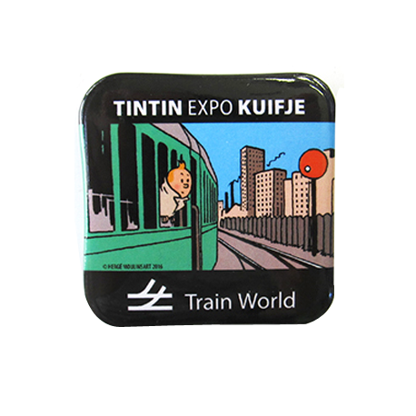 Badge "Tintin à Train World" 40x40 mm