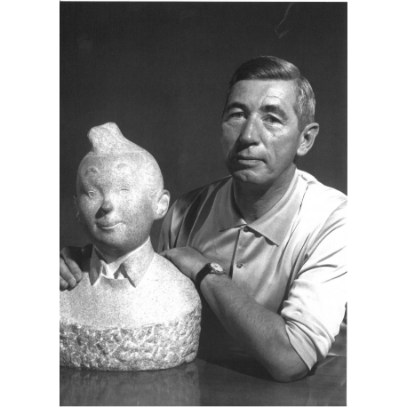 Postcard – Hergé & Tintin’s Bust