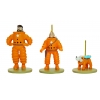 Mini figuras chumbo Tintin, Haddock and Milou cosmonautas