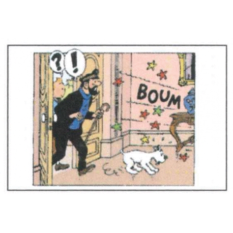 Postal duplo TINTIN MILOU HADDOCK BOUM