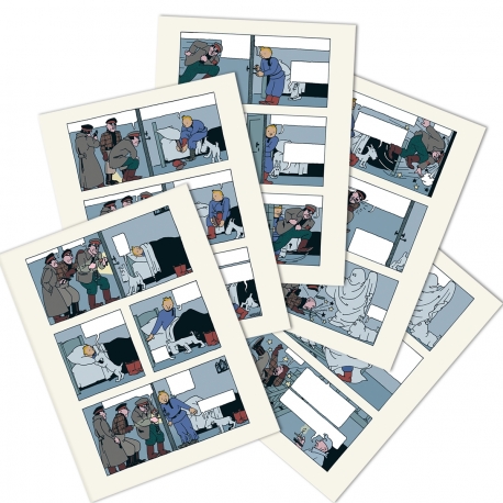 Tintin Soviets Lithographic prints - Night scene x5