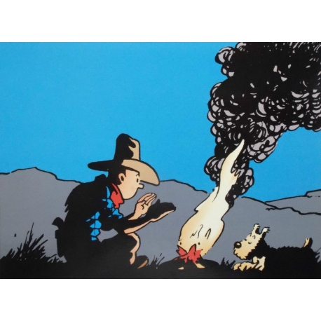 Postcard Tintin Cowboy