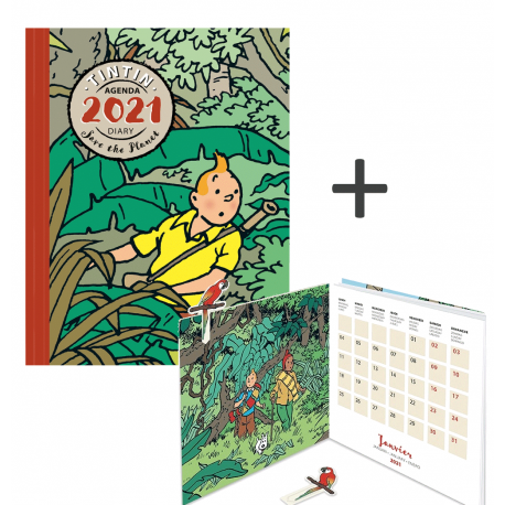 Agenda (21x16 cm) + Calendrier (13.5 x 13.5 cm) 2021 Tintin