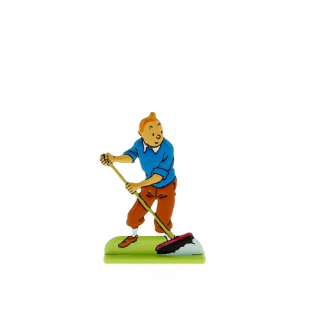 Tintin sweeping up